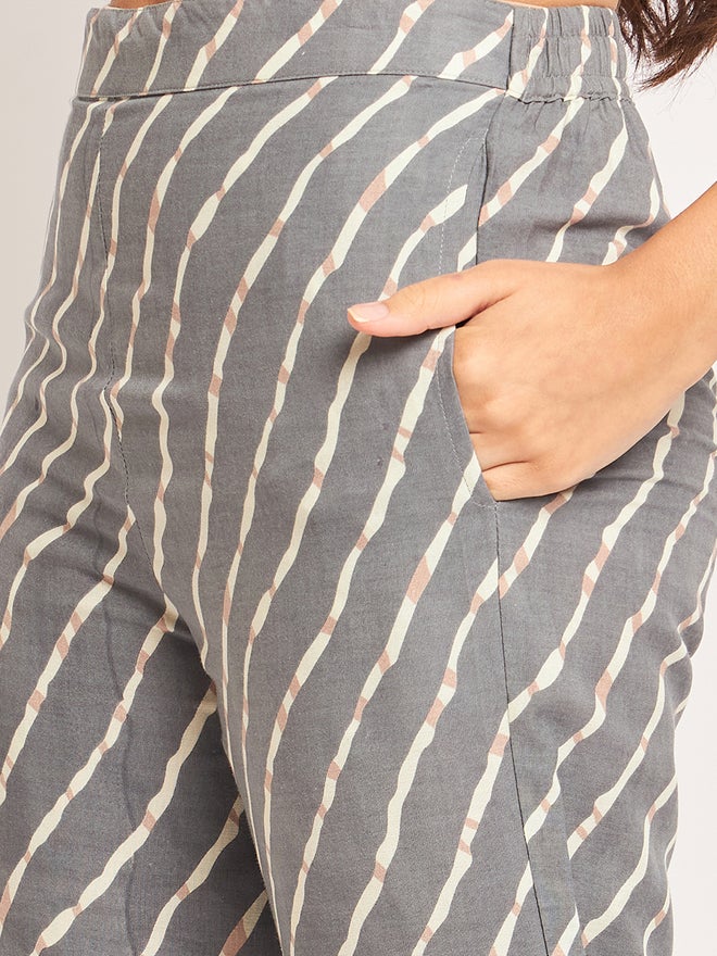 The Kaftan Company Grey Floral Kaftan Nightdress with Trousers Set - Image 5