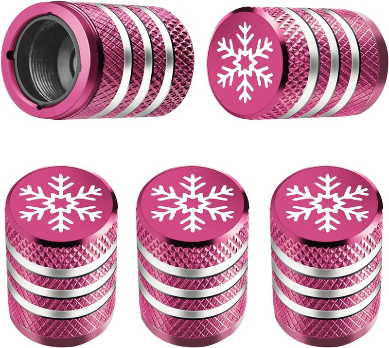 DECURCAR Tyre Valve Cap Cover - (5 Pack) Metal Tyre Air Caps with Plastic Lining, Corrosion Resistant, Leakproof, Snowflake for Car, Motorcycle, Bicycle - Image 1