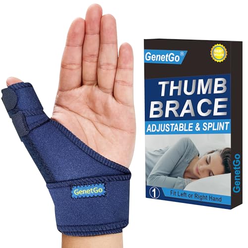 GenetGo Trigger Thumb Splints - Thumb Spica Support Brace Stabilizer for Carpal Tunnel, Arthritis, Sprains, Strains, Pain Relief - Left or Right Hand - Image 1