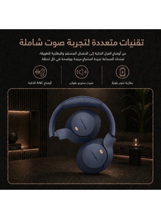 جيبيل سماعة جيبل ANCPRO اللاسلكية الذكية بعزل ضوضاء متقدم بصوت ستيريو عميق بلوتوث 6.0 وقت تشغيل 55 ساعة واتصال متعدد الاجهزة وثلاثة اوضاع تشغيل لون كحلي - Image 3