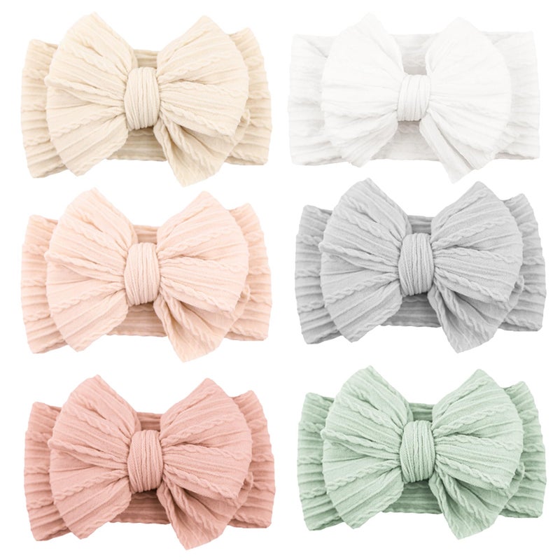 Niceye Handmade Baby Headbands Soft Stretchy Nylon Hair Bands with Bows for Newborn Infant Baby Toddler Girls - Image 1