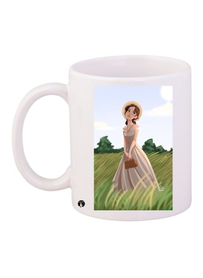 RYN Princess Printed Coffee Mug White/Green/Brown 11ounce