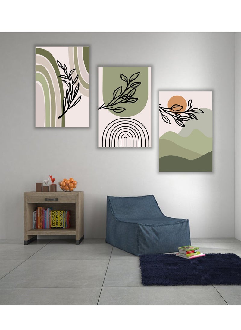 Droplyte Set Of 3 Framed Canvas Wall Arts Stretched Over Wooden Frame Paintings for Home Living Room Office Decor - Image 1