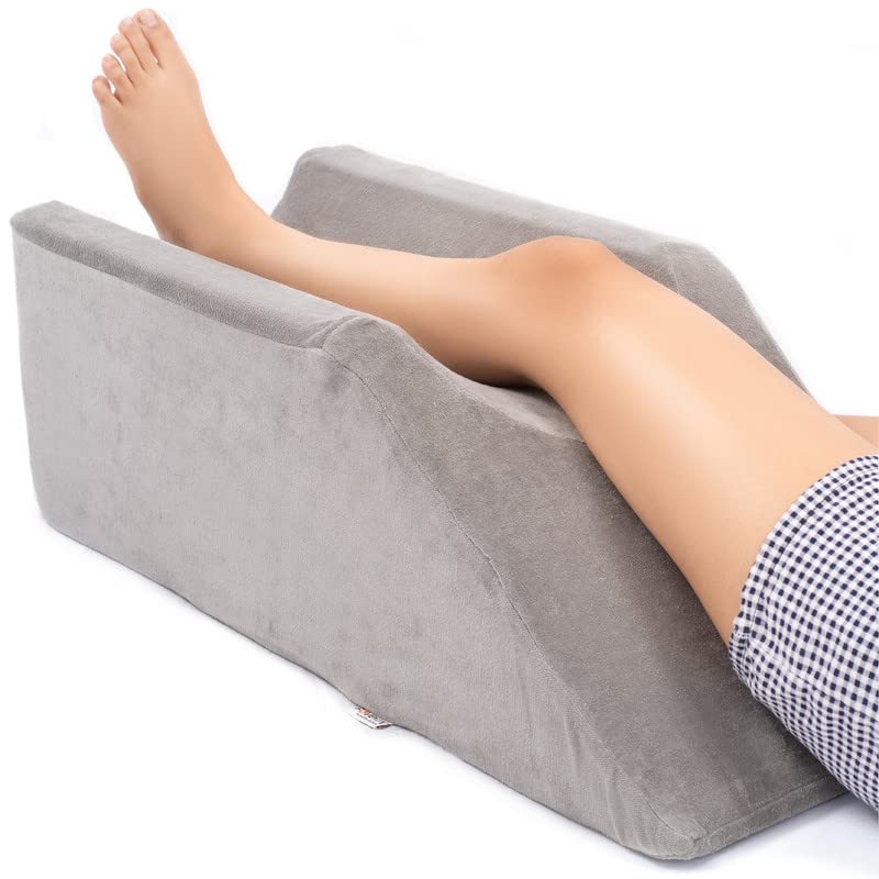 FOVERA Single Leg Elevation Support Pillow for Surgery Injury or Rest Aids in Reducing Edema Grey - Image 4