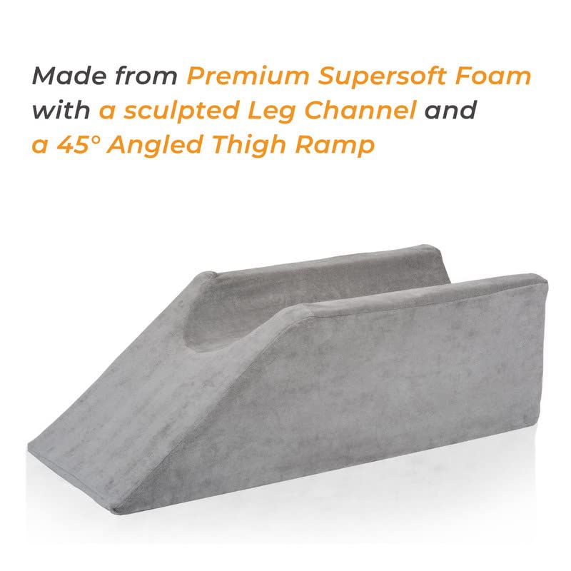 FOVERA Single Leg Elevation Support Pillow for Surgery Injury or Rest Aids in Reducing Edema Grey - Image 3