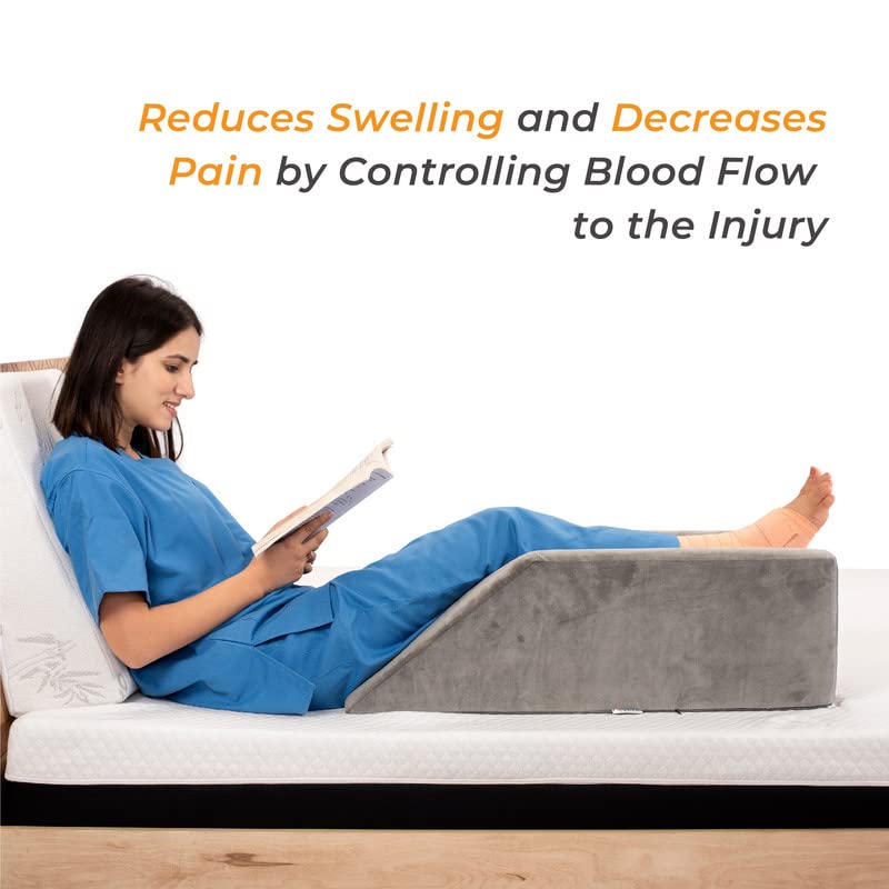 FOVERA Single Leg Elevation Support Pillow for Surgery Injury or Rest Aids in Reducing Edema Grey - Image 5