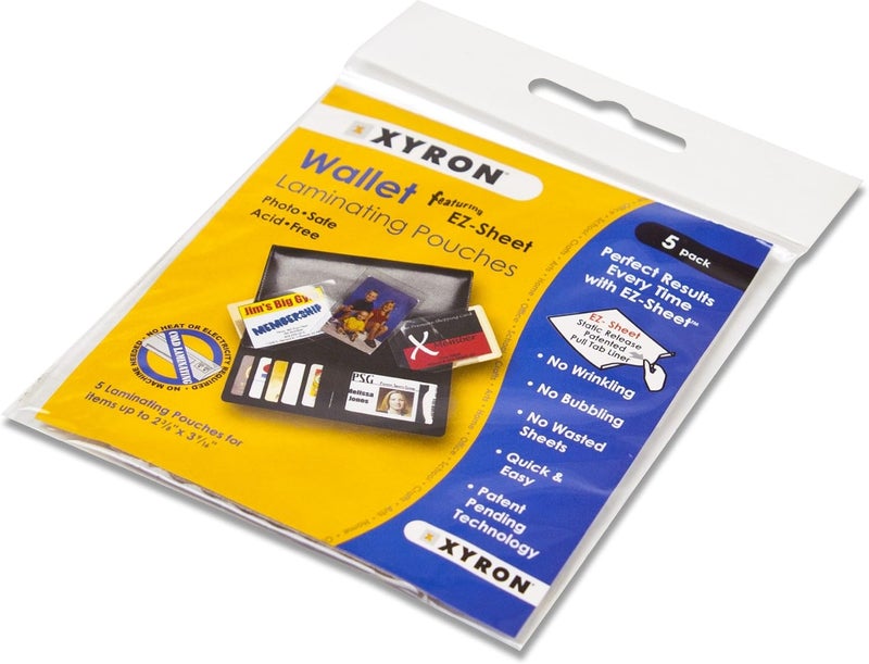Xyron Laminating Sheets, 2-3/8" x 3-9/16" Pouches, Wallet Size, Cold Laminating, EZ-Sheet, 5 Pack (XSLP013) - Image 1