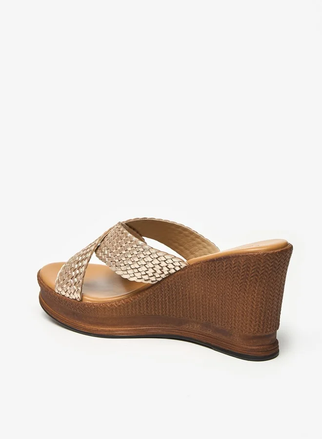 Celeste Women's Textured Cross Strap Sandals with Wedge Heels