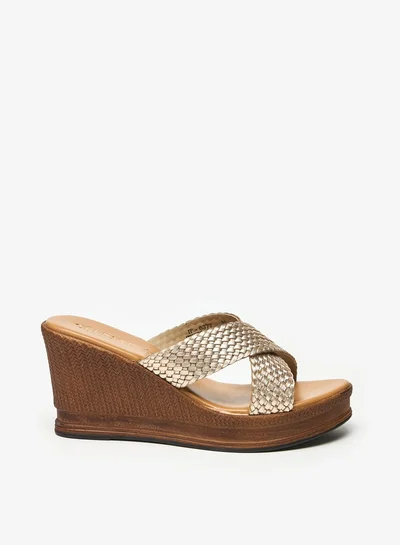 Celeste Women's Textured Cross Strap Sandals with Wedge Heels