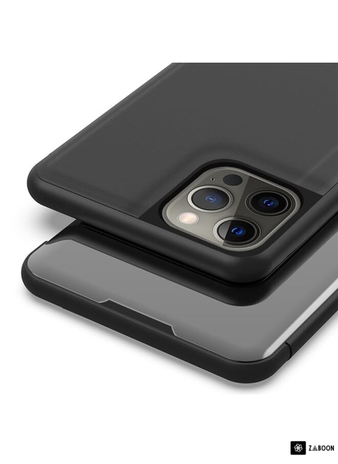 Generic - Protective Case Cover For iPhone 14 Pro Plated Mirror Horizontal Flip Leather  with Holder - Image 1