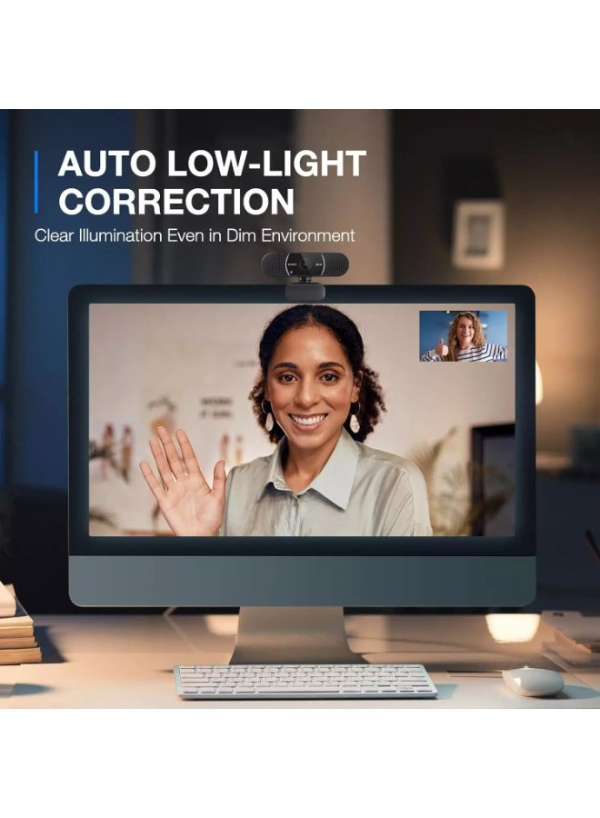 eMeet C960 2K Webcam with Microphone, 2K QHD, 2 Noise-Reduction Mics, TOF Autofocus Streaming Webcam with Privacy Cover - Image 5