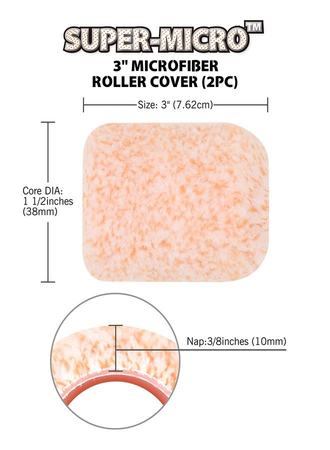 ROLLINGDOG 3 Inch Paint Roller - Small Paint Roller Microfiber Roller Covers, 3/8 inch Nap for Wall Ceiling Trim Edge Painting - Image 3