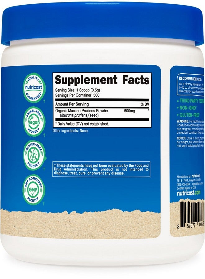 Nutricost مسحوق موكونا بروريين العضوي من نوتريكوست (250 جرام) - خالي من الجلوتين، غير معدل وراثيًا وصديق للنباتيين - Image 5