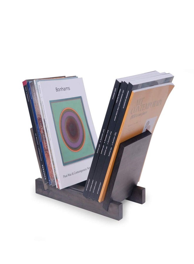 Bey-Berk Handcrafted Vinyl Record Storage and Display Holder to Store up to 50+ Vinyl Records, Mid Century Modern Design, Real Wood Construction, Non Slip Base (Grey) - Image 4