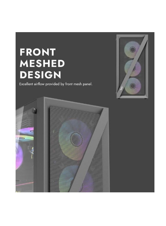 دارك فلاش حافظة كمبيوتر ألعاب DarkFlash DK260 Air Mesh متوسطة البرج، حافظة كمبيوتر ألعاب ATX M-ATX ITX 4x مراوح ARGB مثبتة مسبقًا، مشعاع 360 مم، دعم 6x مراوح، فولاذ وزجاج مقسى، دعم بطاقة الرسومات - Image 3