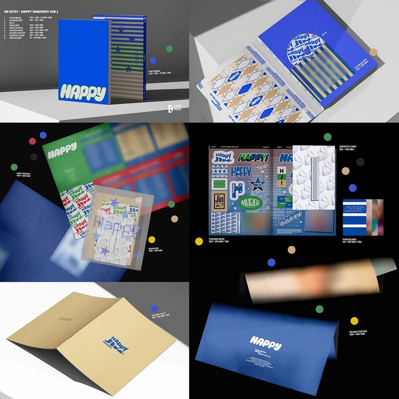 JIN  2nd Solo Album Happy Standard  NAVIGATE Ver Photobook  CDR  Lyric Poster  Folded Poster  Photocard  2 Extra Photocards - Image 2