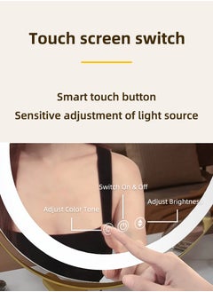 ETG 30cm Vanity Mirror with Lights, LED Makeup Mirror, Round Mirror Lighted Makeup Mirror, Smart Touch Control 3 Colors Dimmable Mirror 360°Rotation  - Image 4