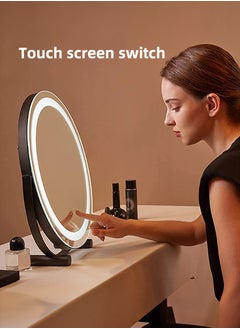 ETG 30cm Vanity Mirror with Lights, LED Makeup Mirror, Round Mirror Lighted Makeup Mirror, Smart Touch Control 3 Colors Dimmable Mirror 360°Rotation  - Image 3