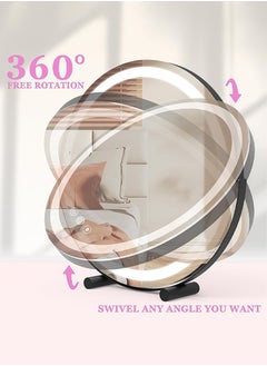 ETG 30cm Vanity Mirror with Lights, LED Makeup Mirror, Round Mirror Lighted Makeup Mirror, Smart Touch Control 3 Colors Dimmable Mirror 360°Rotation  - Image 5