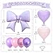 Vibzox Purple Bow Foil BalloonsPink Purple Heart Foil Balloons and Bow Print Balloons for Women Birthday Baby Shower Valentines Day Party Decorations - Image 4