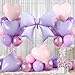 Vibzox Purple Bow Foil BalloonsPink Purple Heart Foil Balloons and Bow Print Balloons for Women Birthday Baby Shower Valentines Day Party Decorations - Image 2