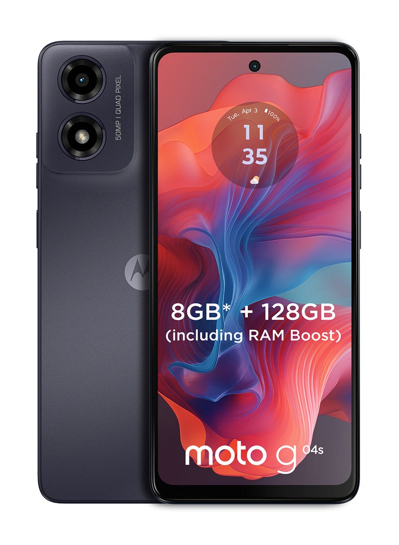 موتورولا G04S ثنائي الشريحة، لون عربي كونكورد أسود، 4 جيجابايت رام، 128 جيجابايت، 4G - إصدار الشرق الأوسط - Image 1