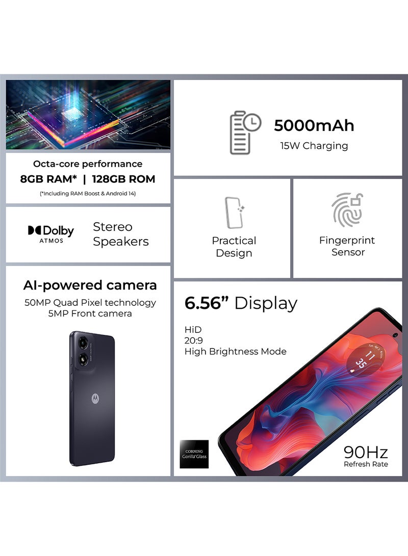 موتورولا G04S ثنائي الشريحة، لون عربي كونكورد أسود، 4 جيجابايت رام، 128 جيجابايت، 4G - إصدار الشرق الأوسط - Image 3