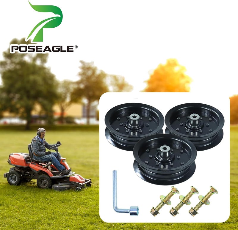 POSEAGLE 3 Pack 532196106 Idler Pulley Replaces 532197379 Idler Pulley, 196106 Idler Pulley Craftsman 197379 for Z254 LGT2654 YTH20K46 YTH22V46 YTH2348 RZ5424 Lawn Decks - Image 2