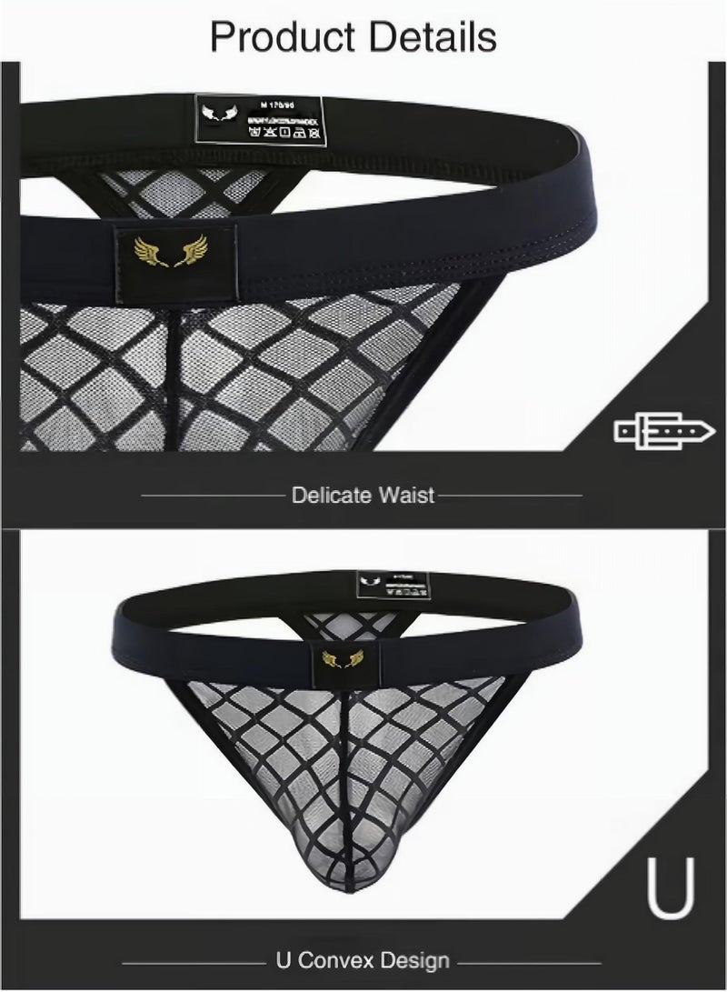 Underwear for Men Mesh Hollow Out Triangle Panties Low Rise Elasticity Brief  - Image 2