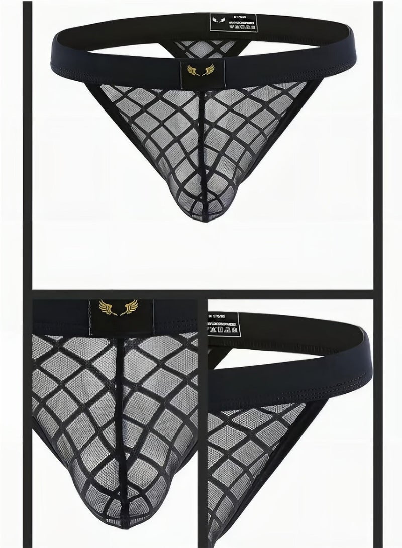 Underwear for Men Mesh Hollow Out Triangle Panties Low Rise Elasticity Brief  - Image 3