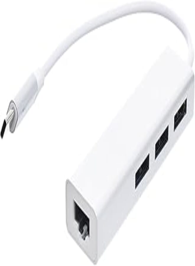 Admin Technology Metal Adapter With Three Ports And Gigabit Ethernet For Connection - Silver White