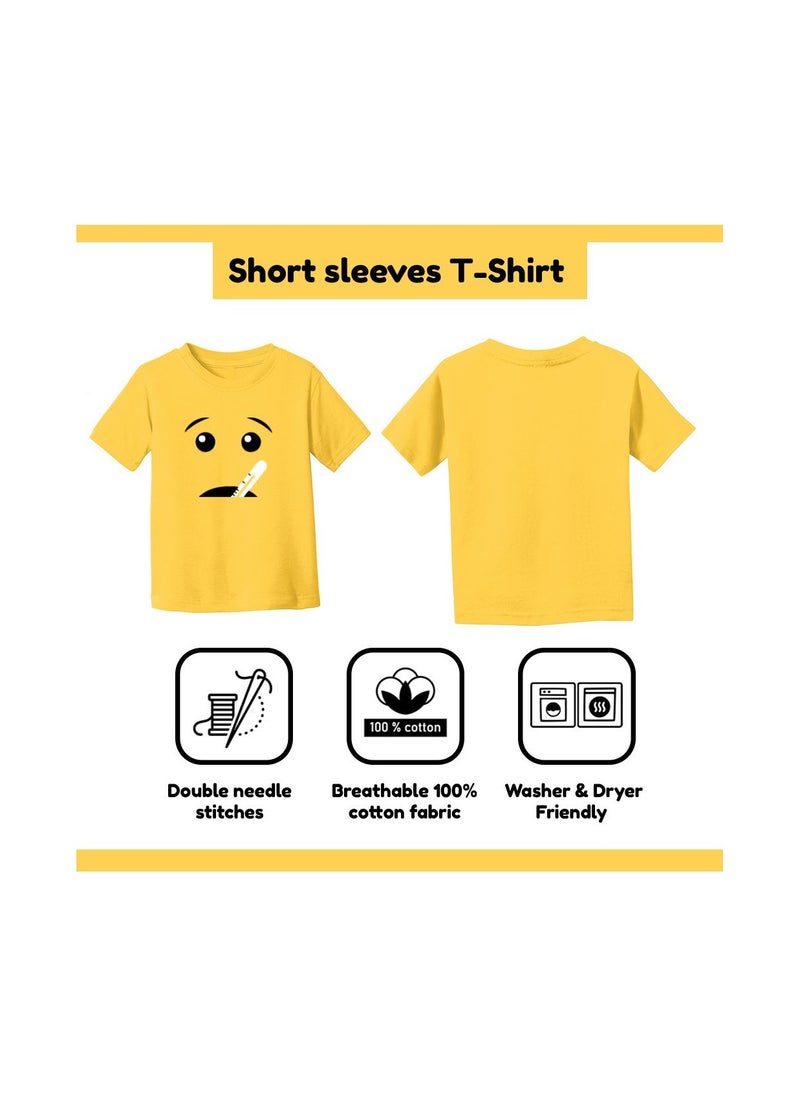 PRINTSHOP4ME - Kids Yellow Smiley Face Pack Of 2 T-Shirt And Cap Combo–Unisex Round Neck Short Sleeve Cotton T-Shirt - Image 1