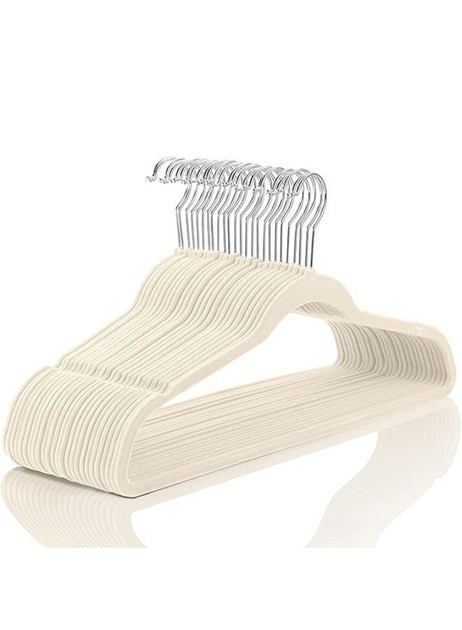 RollsTimi  50-Piece Velvet Hanger,Non-Slip Hanger Space Saving,Beige  - Image 1