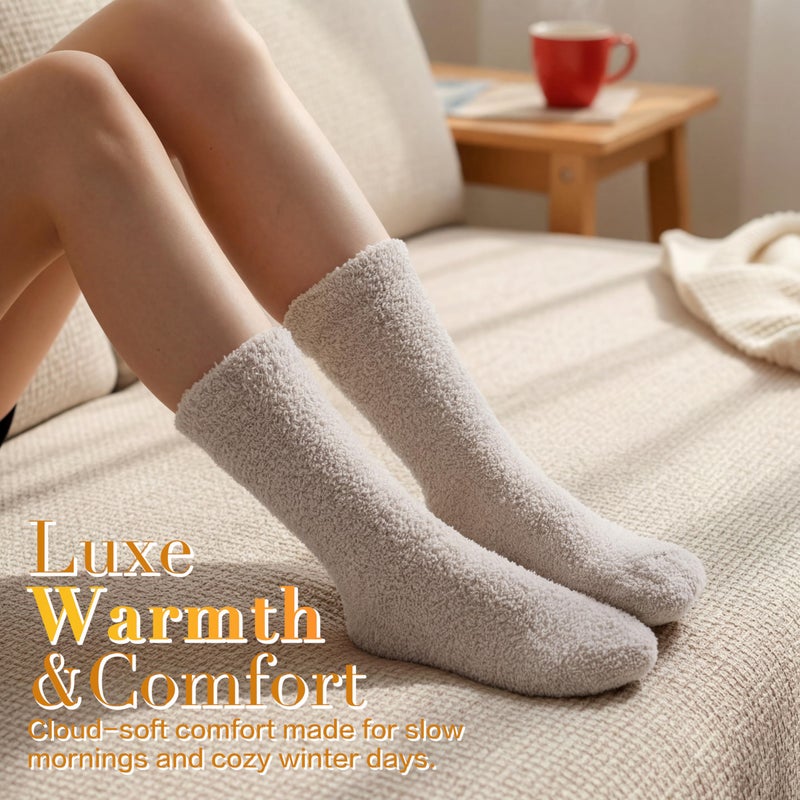 Inerney Stone Cream Fuzzy Socks for Women Men Gifts, Warm Cozy Fluffy Cloud Slipper Style, Comfy Winter Sleep Sock, Christmas Stocking Stuffer Gift - Image 3