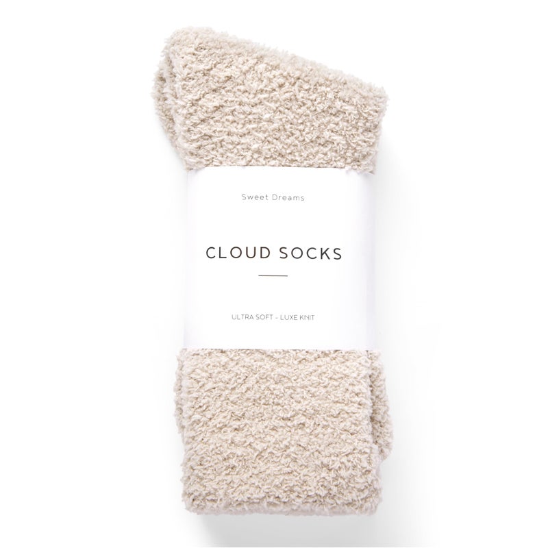 Inerney Stone Cream Fuzzy Socks for Women Men Gifts, Warm Cozy Fluffy Cloud Slipper Style, Comfy Winter Sleep Sock, Christmas Stocking Stuffer Gift - Image 1