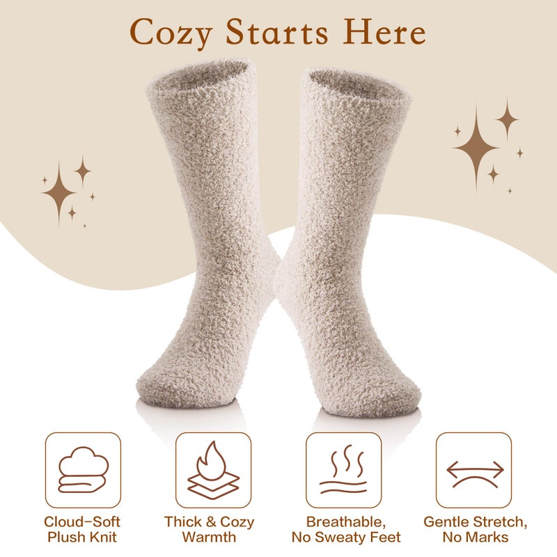Inerney Stone Cream Fuzzy Socks for Women Men Gifts, Warm Cozy Fluffy Cloud Slipper Style, Comfy Winter Sleep Sock, Christmas Stocking Stuffer Gift - Image 5