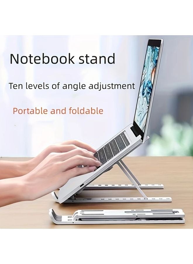 Adjustable White Laptop Stand Foldable Portable 13 15 Inches Ergonomic Sturdy Cooling - Image 4
