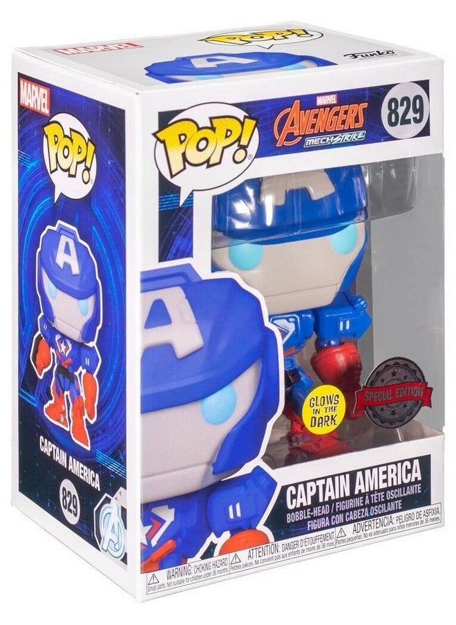 Funko Pop Marvel Avengers Mech Strike 829 Captain America Glow In The Dark Exclusive Special Edition Marvel Pop  - Image 2