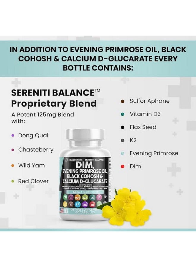 Clean Nutraceuticals DIM Evening Primrose Black Cohosh Calcium D-Glucarate Sulforaphane Flax Seed Extract - Hormonal Support Vitamins for Women with Dong Quai - 60 Caps - Image 3