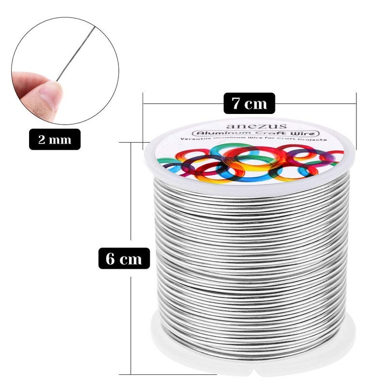 Anezus 12 Gauge Aluminum Wire 100 Feet - 2mm Metal Armature Bendable Sculpting Wire for Crafts, Wreath Making, Jewelry Making, Beading, Floral (Silver) - Image 2