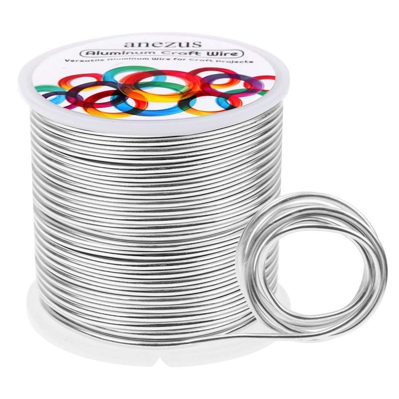 Anezus 12 Gauge Aluminum Wire 100 Feet - 2mm Metal Armature Bendable Sculpting Wire for Crafts, Wreath Making, Jewelry Making, Beading, Floral (Silver) - Image 1