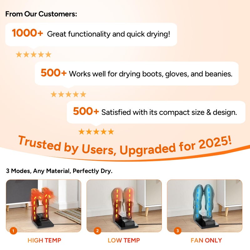 Dr. Prepare DR.PREPARE Boot Dryer Shoe Dryer, Glove & Boot Warmer with Heat Blower, Portable Adjustable Rack and Timer, Folding Design & Quick Drying for Shoes, Gloves, Hats, Socks, Ski Boots - Image 3
