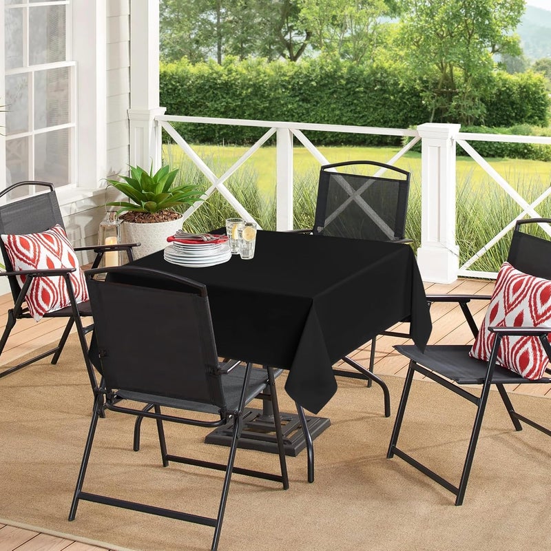sancua Black Square Tablecloths 54x54 Inch - Fabric Table Cloth for Square or Round Tables, Washable Polyester Table Cover for Dinner, Holiday Party, Decorative Display Tables - Image 3