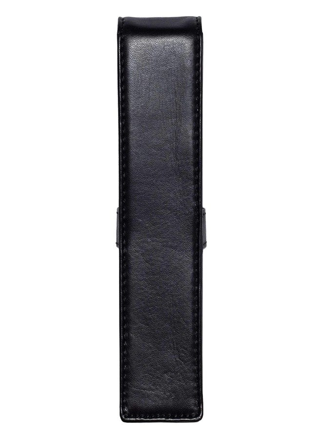 DiLoro Leather Double Pen Case Pencil Pouch Holder for Two Fountain Ballpoint Rollerball Pens and Pencils (Black) - Image 2