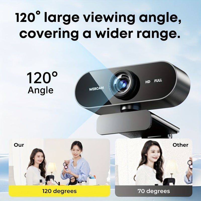 1080P FHD Live Camera With Wide Angle Lens And Built In Microphone Black USB Plug And Play - Image 3