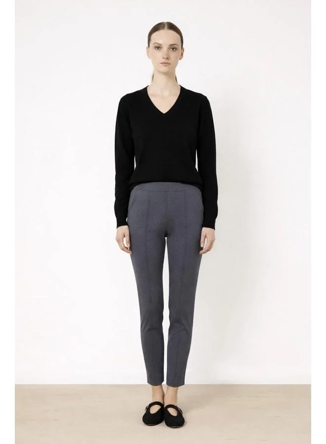 Mısırlı 1951 Dark Gray Rib‑Stitched Women's Pants