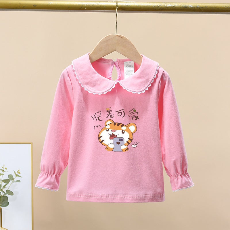 2022 Spring New Children'S Coat Girls Cartoon Bottoming Shirt Korean T-Shirt Baby Clothes A Generation Of Hair - Image 3