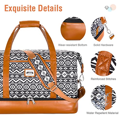 Lekebobor Weekender Bags for Women, Travel Duffle Bag Carry On Travel Bag Overnight Bag with Shoe Compartment Toiletry Bag, Large Weekend Tote Bag Gym Bag Hospital Bag for Labor and Delivery, 50L, Black - Image 5