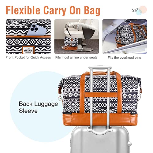 Lekebobor Weekender Bags for Women, Travel Duffle Bag Carry On Travel Bag Overnight Bag with Shoe Compartment Toiletry Bag, Large Weekend Tote Bag Gym Bag Hospital Bag for Labor and Delivery, 50L, Black - Image 4