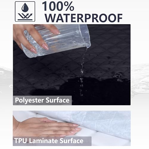 AVI 100% Waterproof & Dustproof Polyester Mattress Protector for Twin Size Bed Mattress- with Elastic Bands (48" X 72",Black) - Image 3